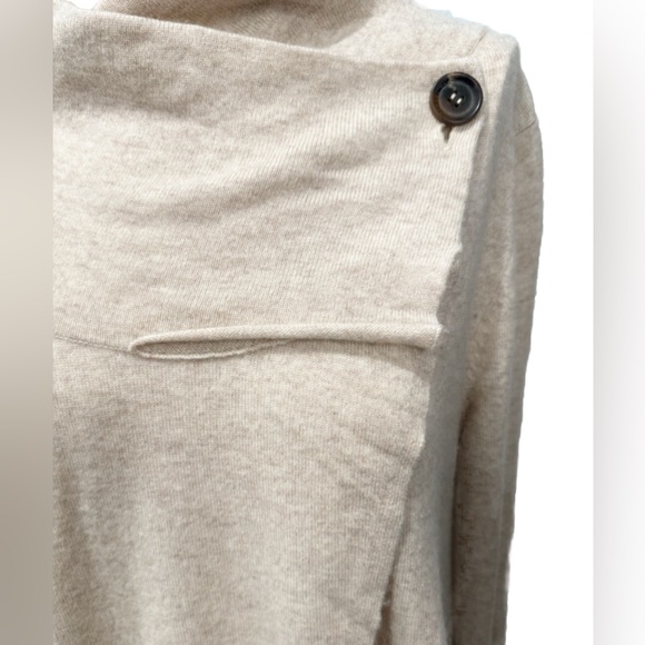 Repeat Cashmere Wool Blend Wrap Cardigan Sweater Sand Beige Size 42 M-L - Picture 4 of 8
